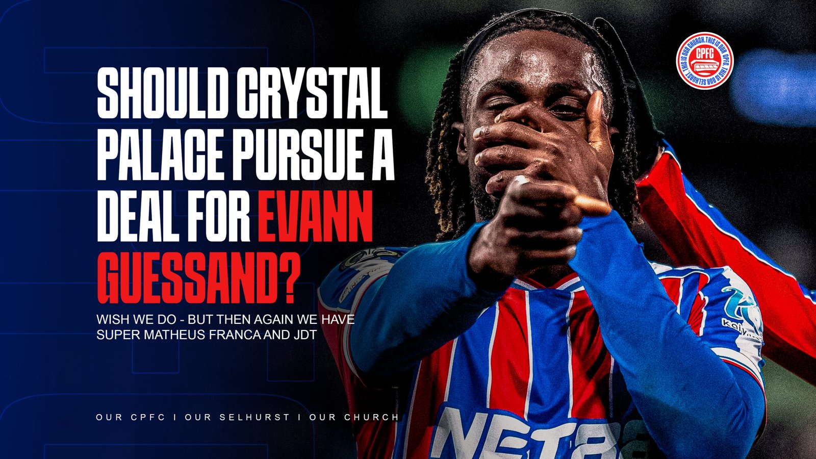 Evann Guessand celebrating after scoring for Crystal Palace